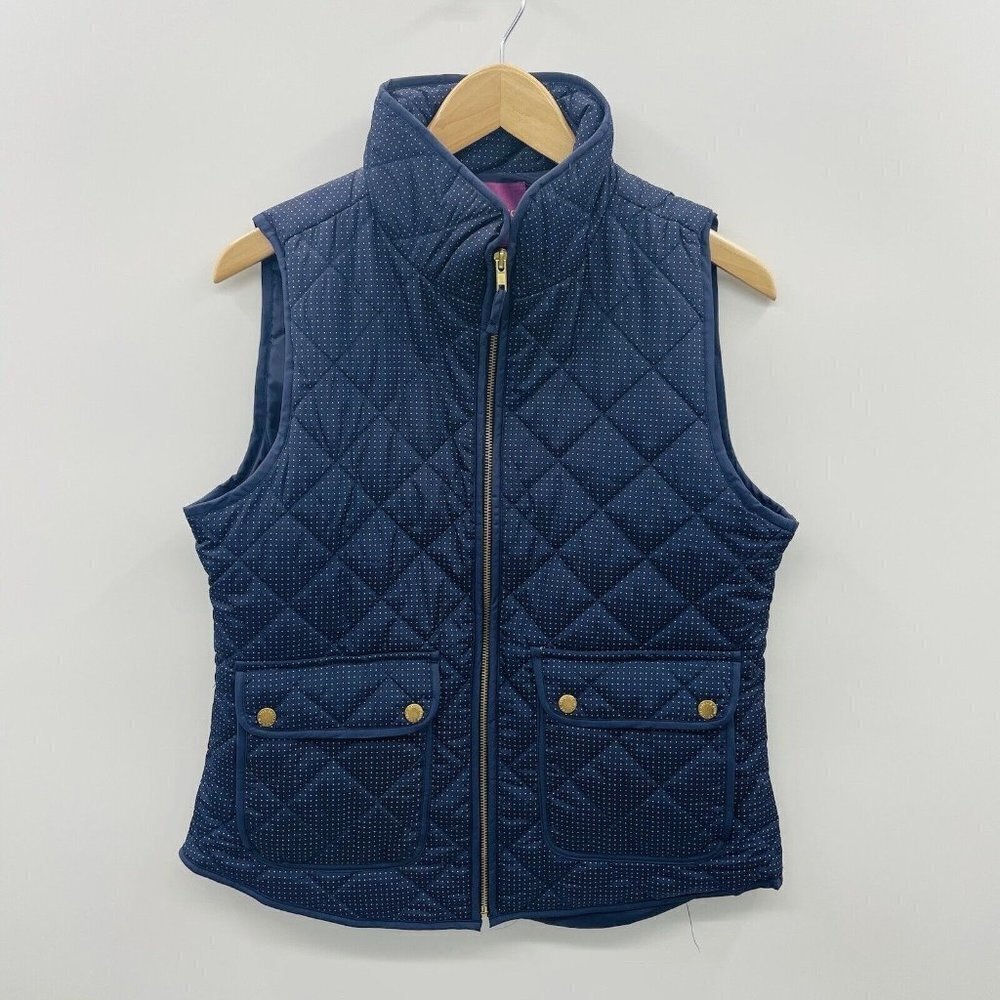 The Savile Row Co London‎ Womens Size Medium Polka Dot Puffer Vest in Blue